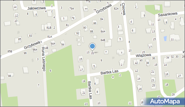 Biała Podlaska, Bartka Las, 11, mapa Białej Podlaskiej