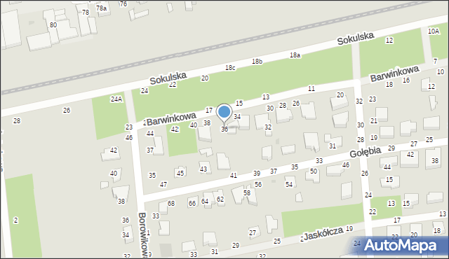 Biała Podlaska, Barwinkowa, 36, mapa Białej Podlaskiej