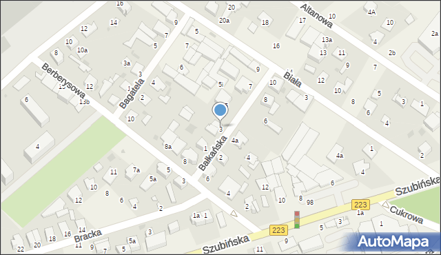 Białe Błota, Bałkańska, 3a, mapa Białe Błota