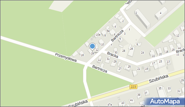 Białe Błota, Bartnicza, 14, mapa Białe Błota