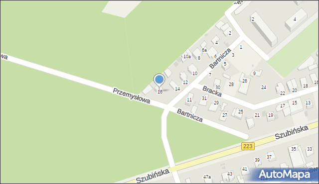 Białe Błota, Bartnicza, 16, mapa Białe Błota