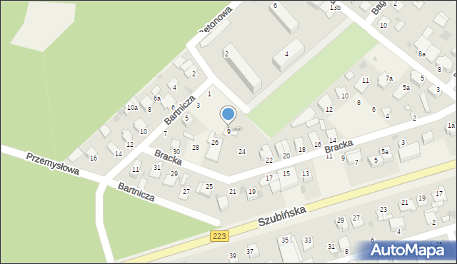 Białe Błota, Bartnicza, 9, mapa Białe Błota