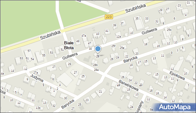 Białe Błota, Barwinkowa, 28, mapa Białe Błota