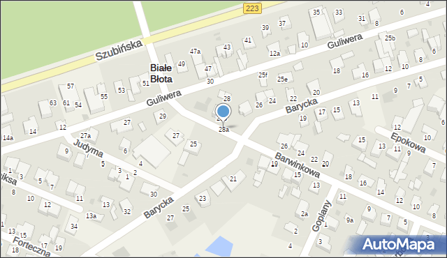 Białe Błota, Barwinkowa, 28a, mapa Białe Błota