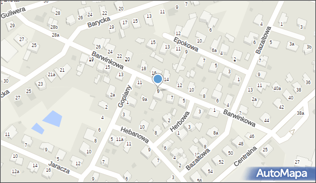 Białe Błota, Barwinkowa, 9, mapa Białe Błota