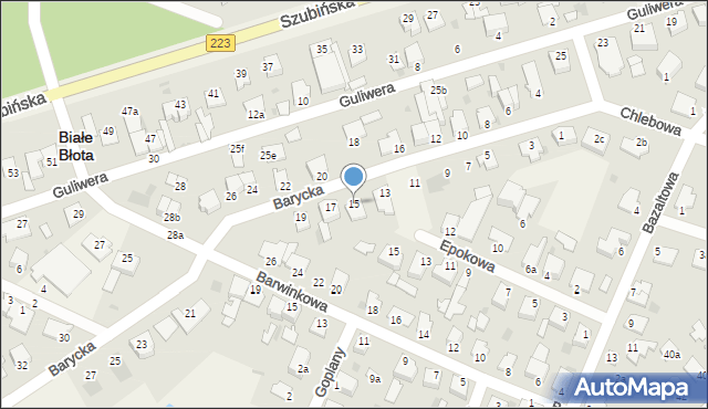 Białe Błota, Barycka, 15, mapa Białe Błota