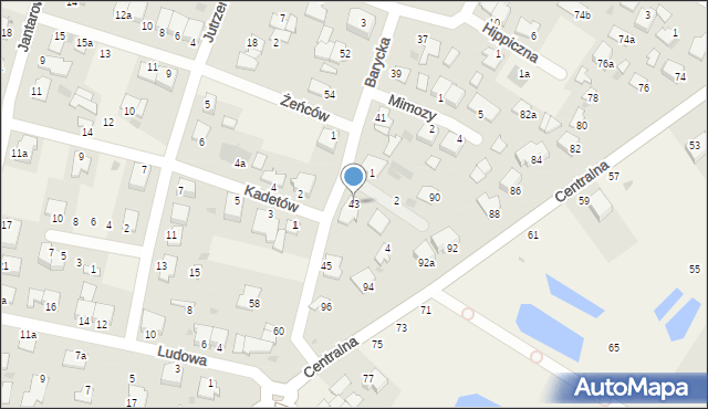 Białe Błota, Barycka, 43, mapa Białe Błota