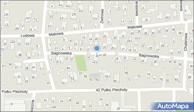 Białystok, Bagnowska, 14, mapa Białegostoku
