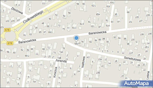 Białystok, Baranowicka, 78/1, mapa Białegostoku