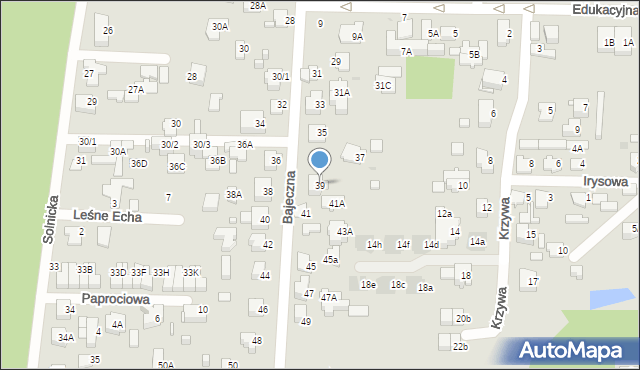 Białystok, Bajeczna, 39, mapa Białegostoku