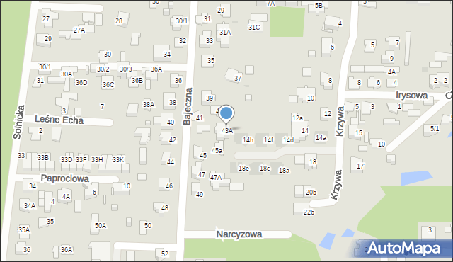 Białystok, Bajeczna, 43A, mapa Białegostoku