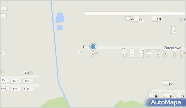 Białystok, Bazyliowa, 33, mapa Białegostoku