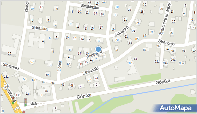 Bielsko-Biała, Bacówka, 5, mapa Bielsko-Białej