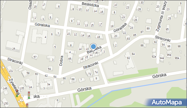 Bielsko-Biała, Bacówka, 9, mapa Bielsko-Białej