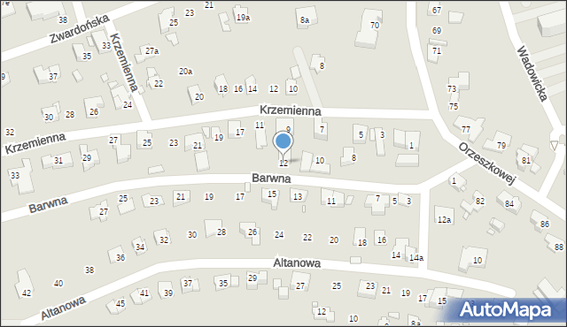 Bielsko-Biała, Barwna, 12, mapa Bielsko-Białej