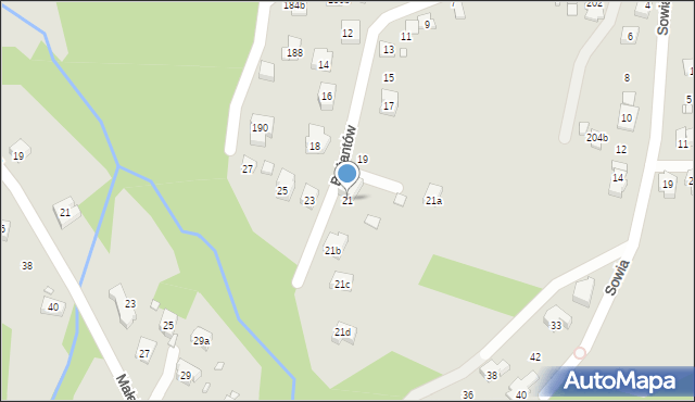 Bielsko-Biała, Bażantów, 21, mapa Bielsko-Białej