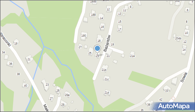 Bielsko-Biała, Bażantów, 23, mapa Bielsko-Białej
