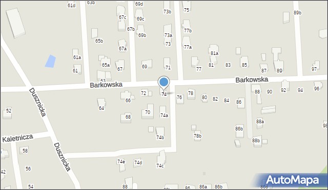 Bielsko-Biała, Barkowska, 74, mapa Bielsko-Białej