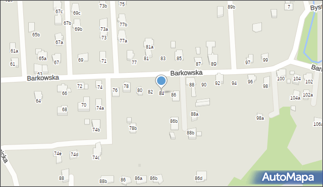 Bielsko-Biała, Barkowska, 84, mapa Bielsko-Białej