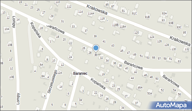 Bieruń, Barańcowa, 30, mapa Bieruń