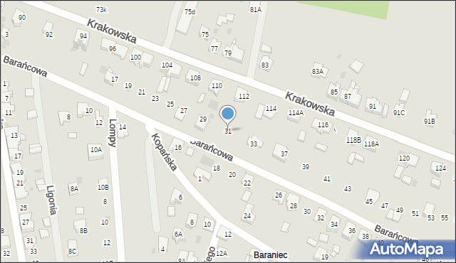 Bieruń, Barańcowa, 31, mapa Bieruń