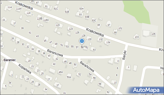 Bieruń, Barańcowa, 59, mapa Bieruń