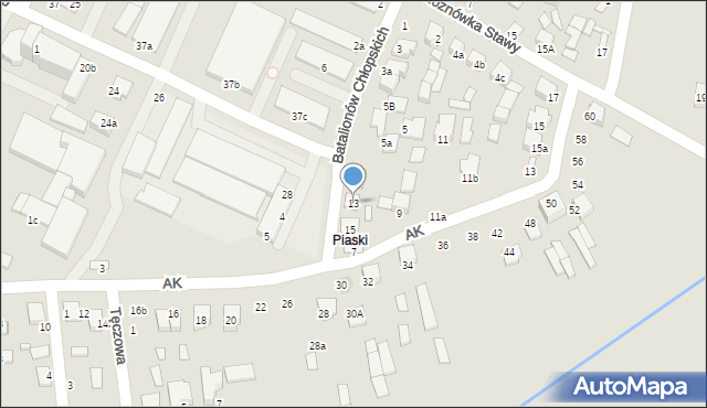 Biłgoraj, Batalionów Chłopskich, 13, mapa Biłgoraj
