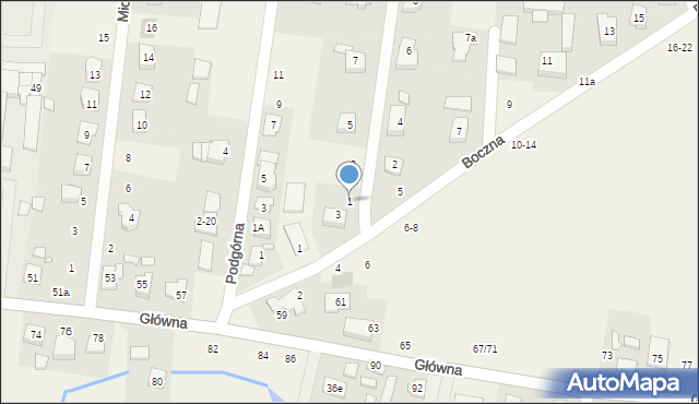 Biskupice, Bartnicza, 1, mapa Biskupice