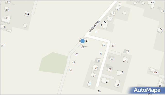 Biskupice, Baśniowa, 45, mapa Biskupice