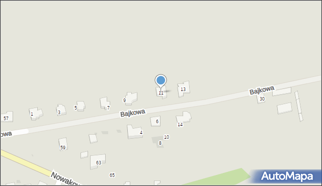 Błonie, Bajkowa, 11, mapa Błonie