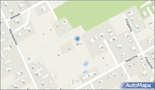 Bobrowiec, Bajeczna, 3k, mapa Bobrowiec