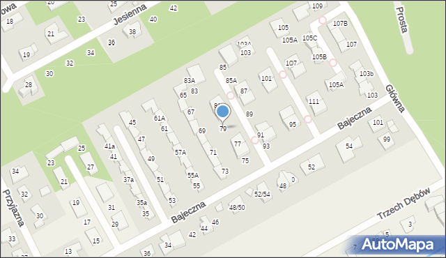 Bobrowiec, Bajeczna, 79, mapa Bobrowiec