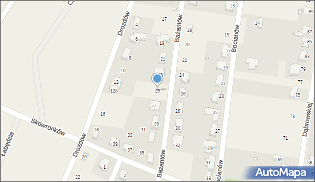 Bobrowniki, Bażantów, 25, mapa Bobrowniki