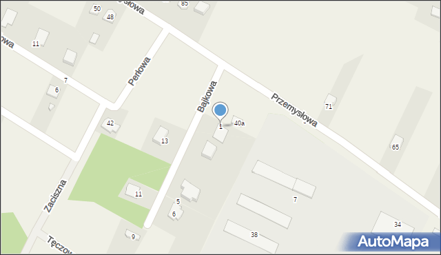 Brzeziny, Bajkowa, 1, mapa Brzeziny