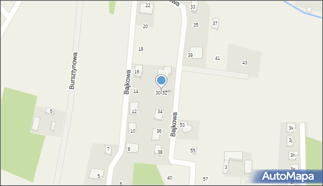 Budy Wolskie, Bajkowa, 30-32, mapa Budy Wolskie