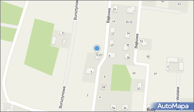 Budy Wolskie, Bajkowa, 7, mapa Budy Wolskie
