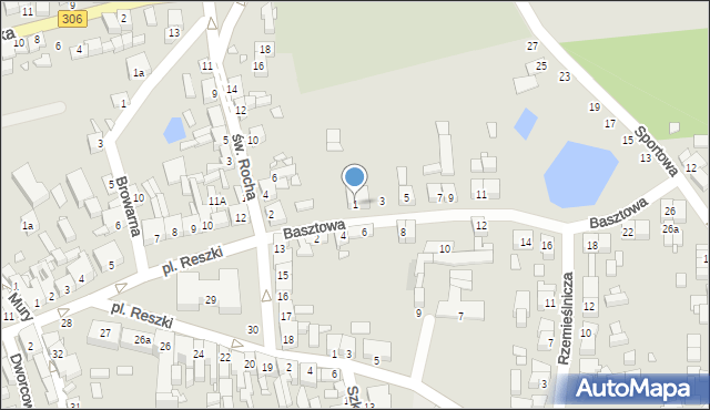 Buk, Basztowa, 1, mapa Buk