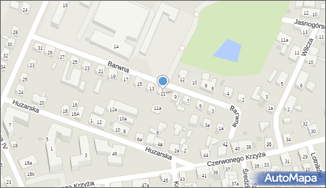 Bydgoszcz, Barwna, 11, mapa Bydgoszczy