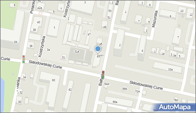 Bydgoszcz, Bałtycka, 43, mapa Bydgoszczy