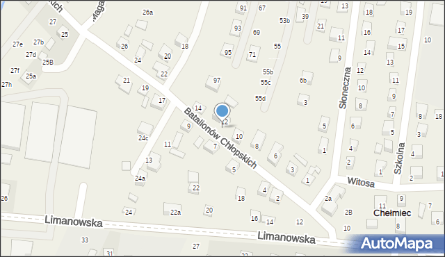 Chełmiec, Batalionów Chłopskich, 12a, mapa Chełmiec