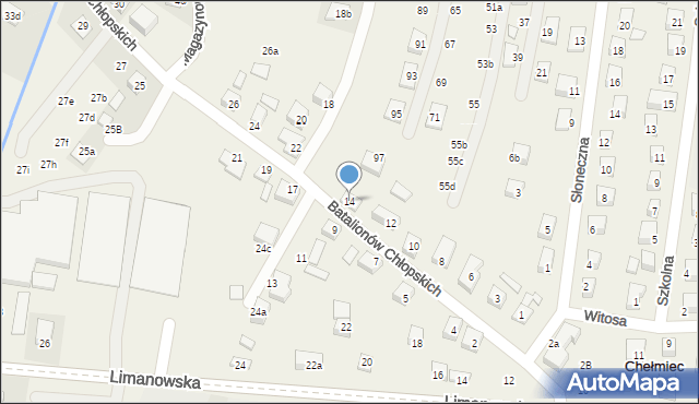 Chełmiec, Batalionów Chłopskich, 14, mapa Chełmiec