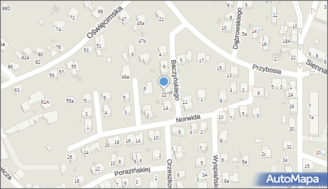 Chrzanów, Baczyńskiego Krzysztofa Kamila, 12, mapa Chrzanów