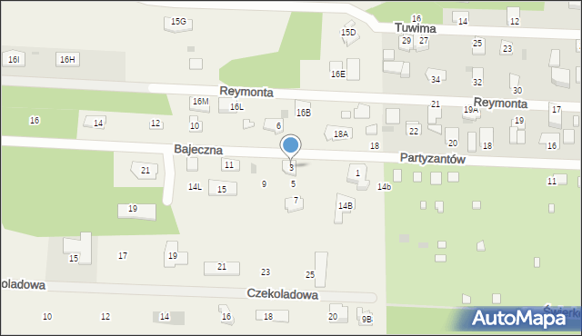 Chrzanów Mały, Bajeczna, 3, mapa Chrzanów Mały