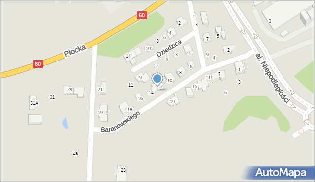 Ciechanów, Baranowskiego Henryka, 12/14, mapa Ciechanów