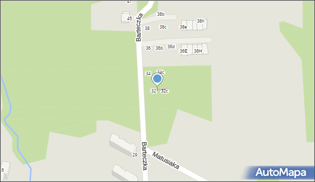 Cieszyn, Barteczka Franciszka, 32a, mapa Cieszyna