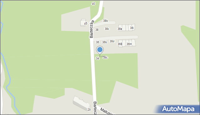Cieszyn, Barteczka Franciszka, 34a, mapa Cieszyna
