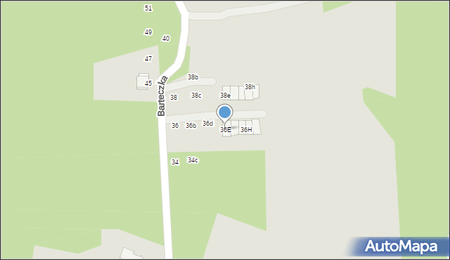 Cieszyn, Barteczka Franciszka, 36E, mapa Cieszyna