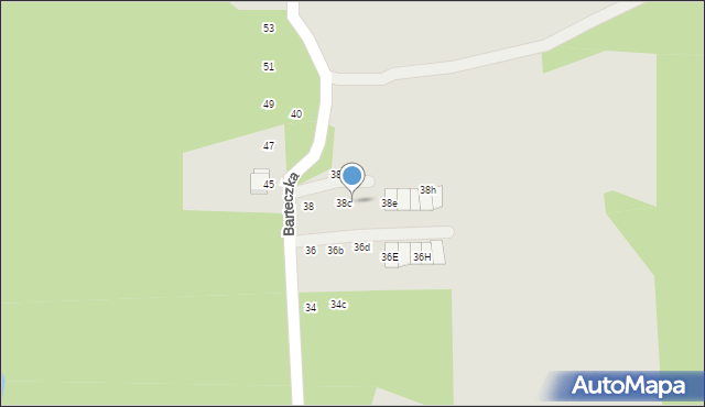 Cieszyn, Barteczka Franciszka, 38d, mapa Cieszyna