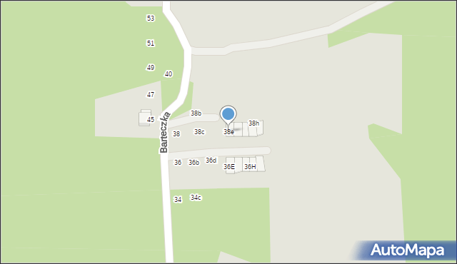 Cieszyn, Barteczka Franciszka, 38e, mapa Cieszyna