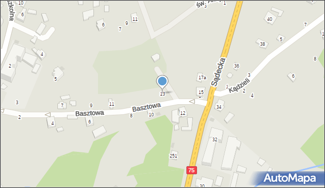 Czchów, Basztowa, 13, mapa Czchów